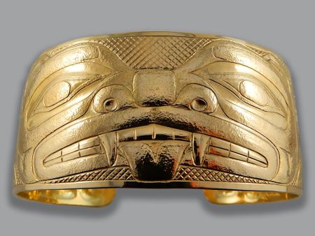 Gold Haida Bear Repoussé Bracelet For Sale