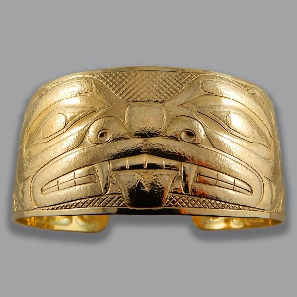 Gold Haida Bear Repoussé Bracelet For Sale