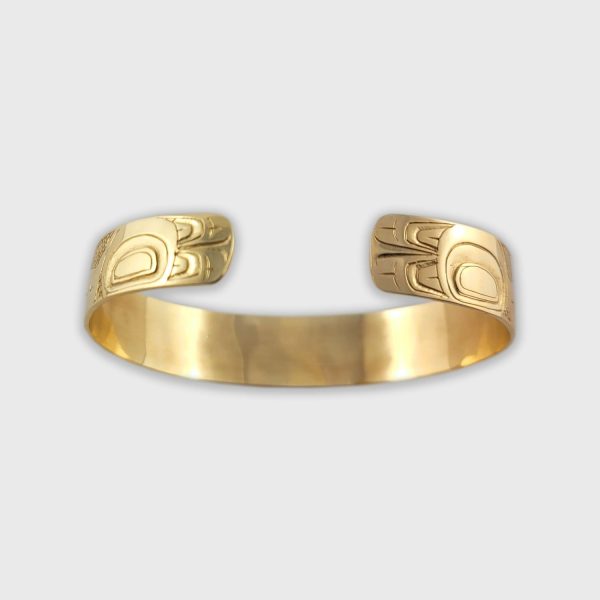 Gold 1 2 inch wide Haida Hummingbird Bracelet Online