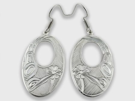 Silver Oval Hummingbird Earrings Cheap