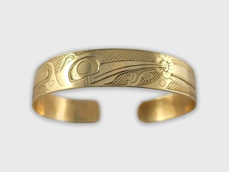 Gold 1 2 inch wide Haida Hummingbird Bracelet Online