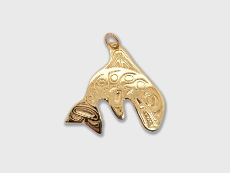 Gold Haida Orca Pendant For Sale