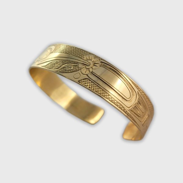 Gold 1 2 inch wide Haida Hummingbird Bracelet Online