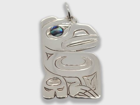 Small Haida Silver and Abalone Raven Pendant For Cheap