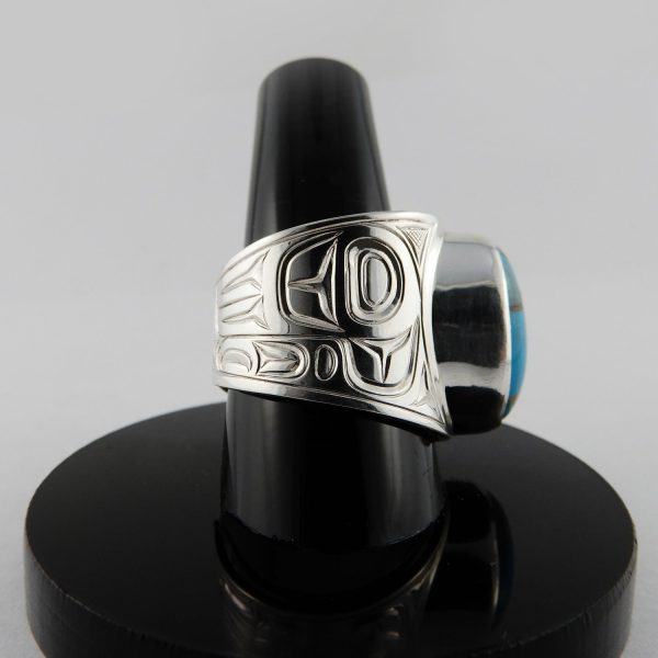 Large Silver and Turquoise Pyrite Signet Ring Online Hot Sale