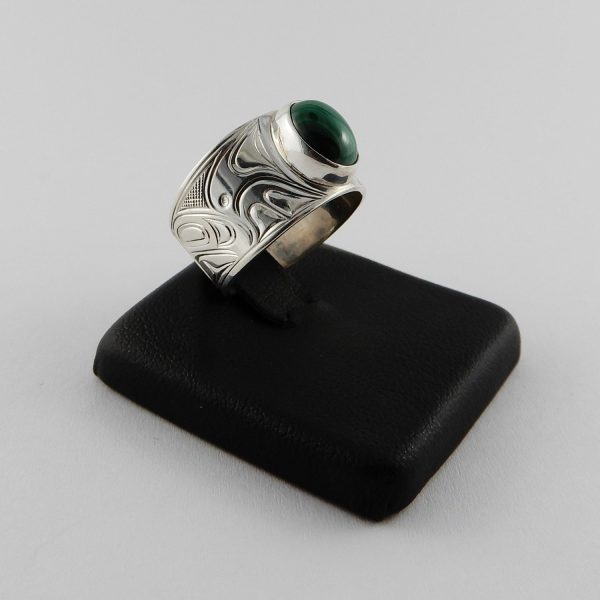 Sterling Silver and Malachite Frog Signet Ring Supply