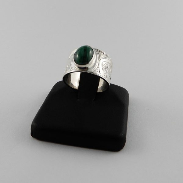 Sterling Silver and Malachite Frog Signet Ring Supply